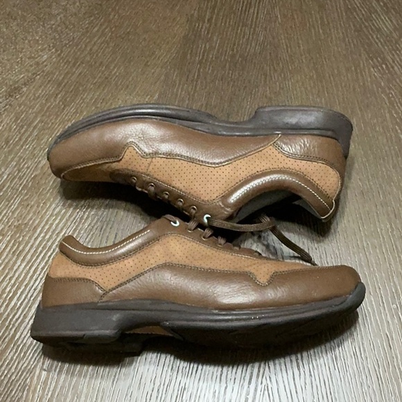 Brown Leather Perforated Sneakers Casual Comfort Shoes‎ Walking - Picture 10 of 11